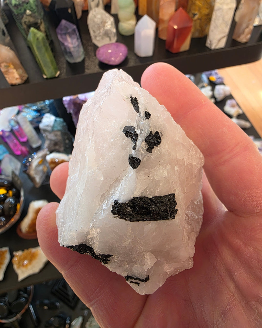 Black Tourmaline in Rose Quartz