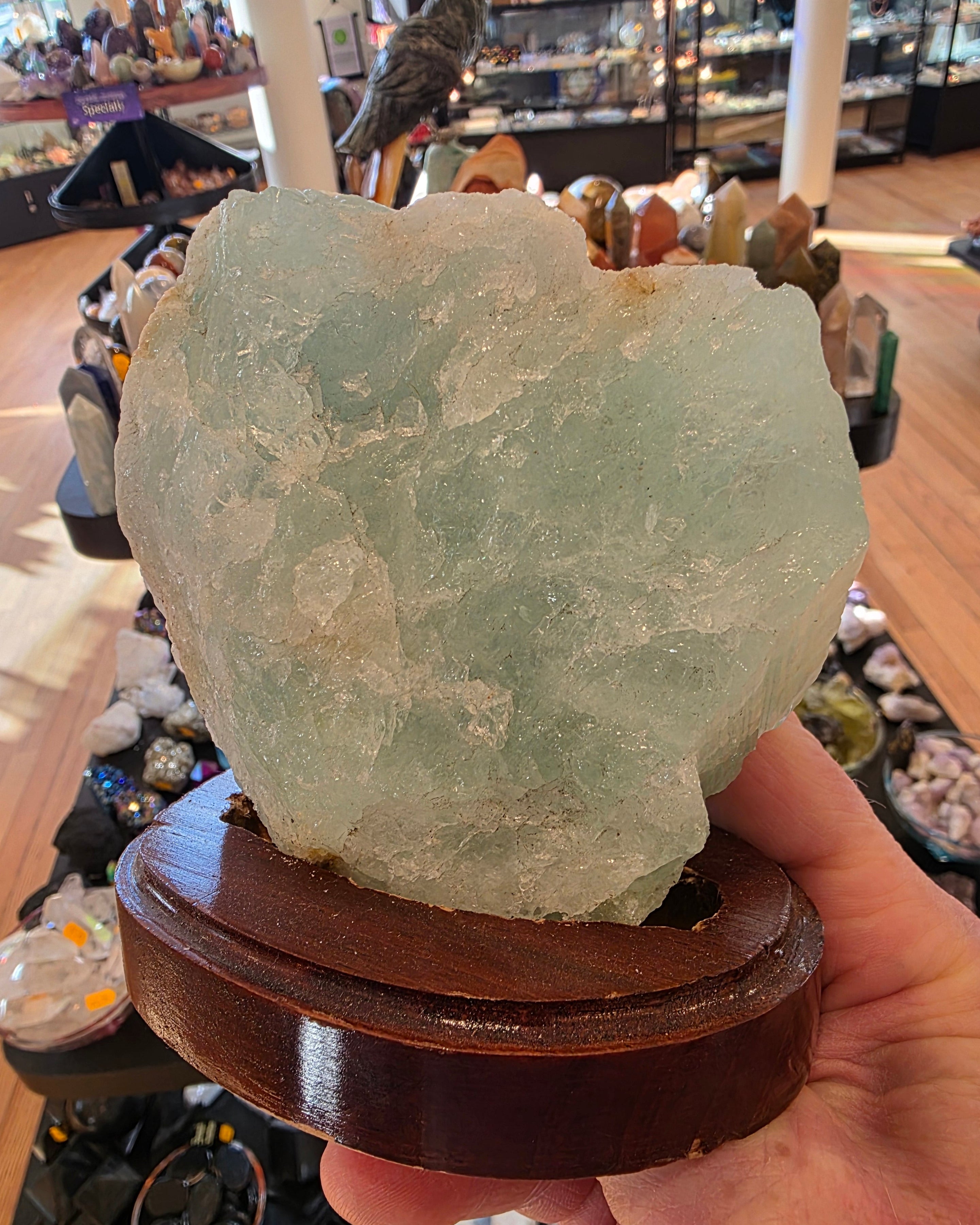 Aquamarine in Display Stand