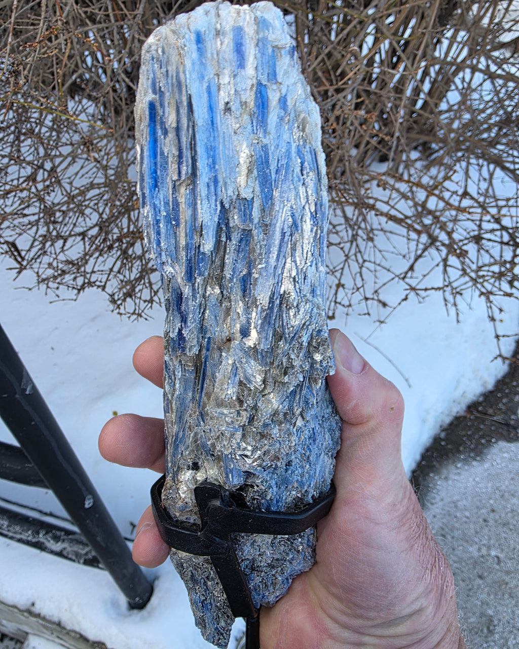 Kyanite with Garnet & Mica in Crafted Metal Stand