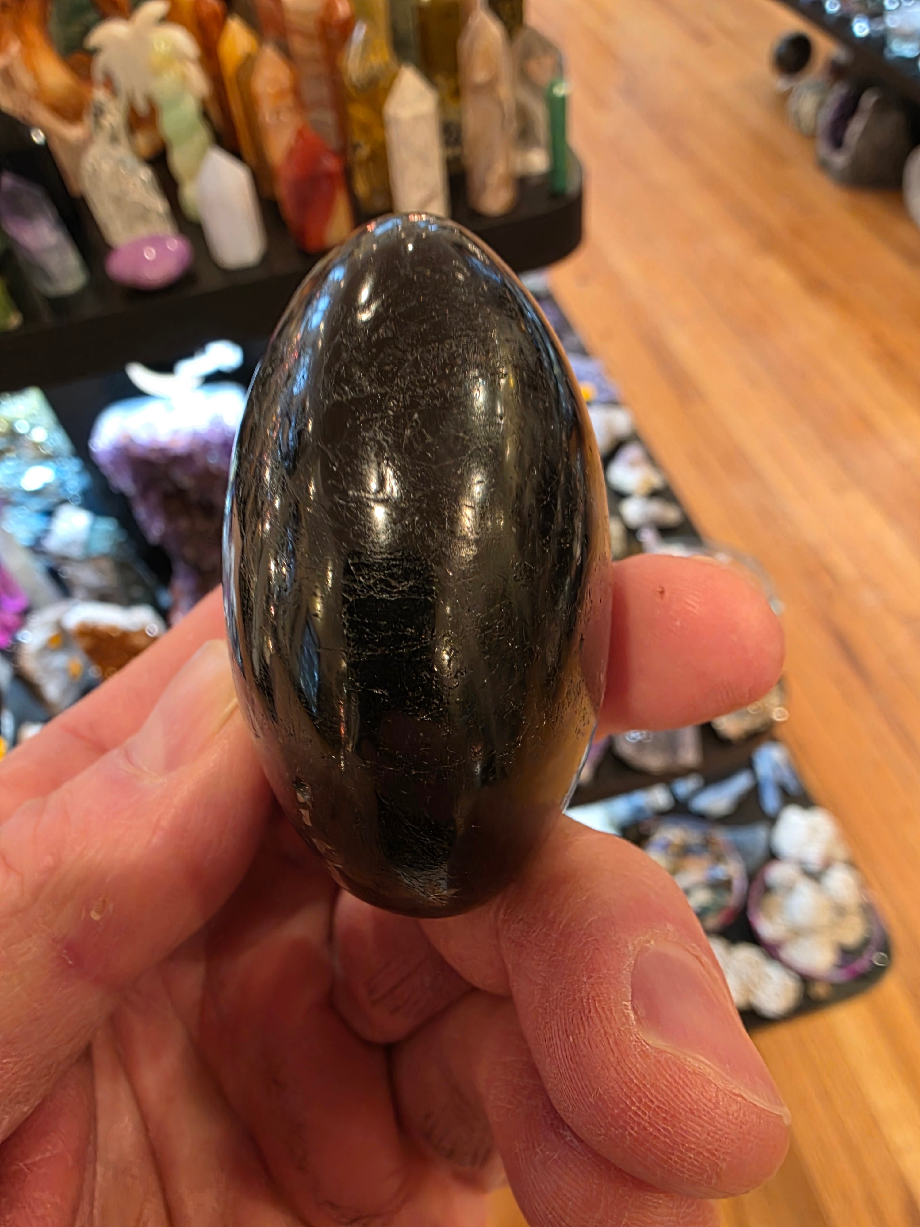 Black Tourmaline with Mica Palm Stone