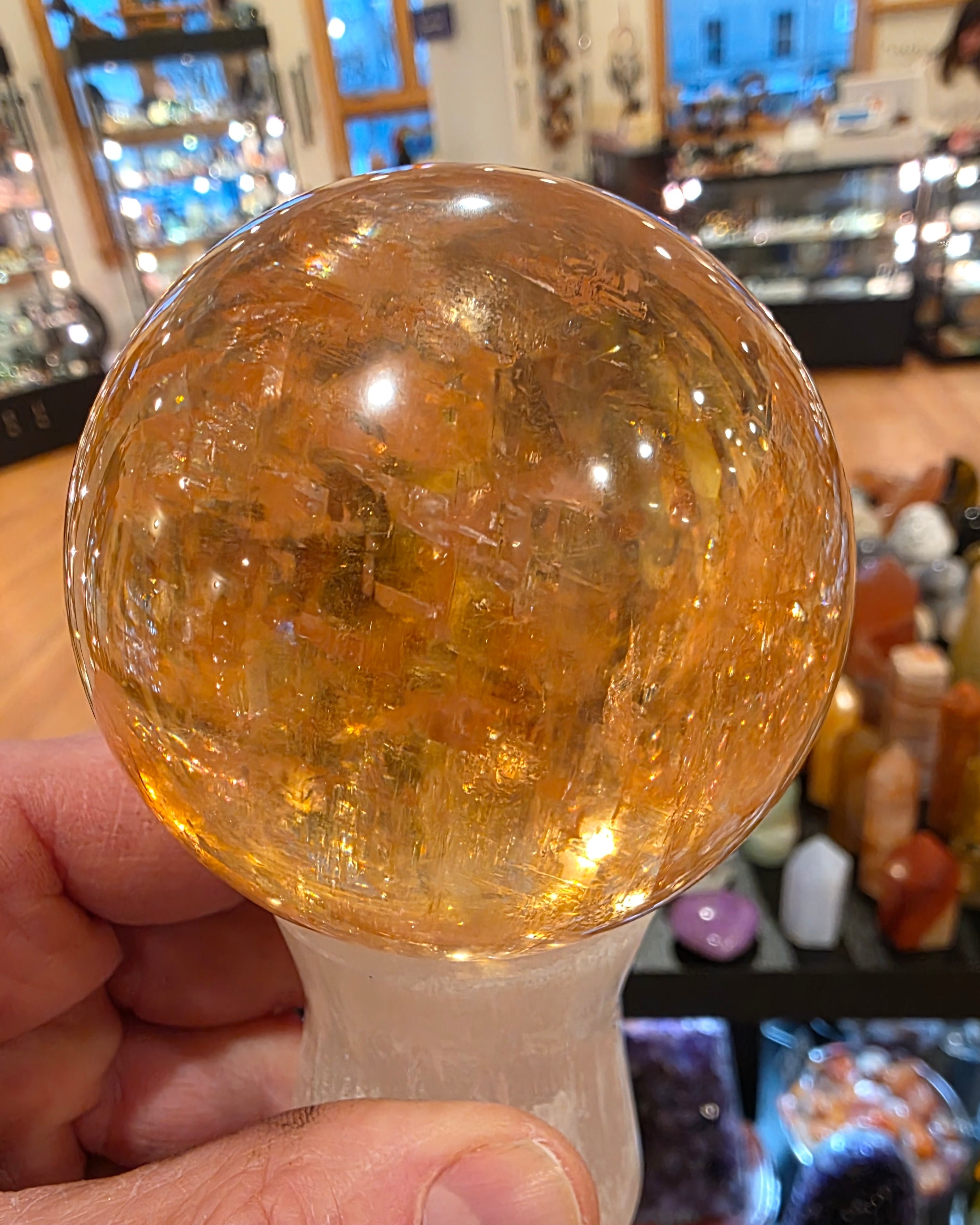 Honey Calcite Sphere