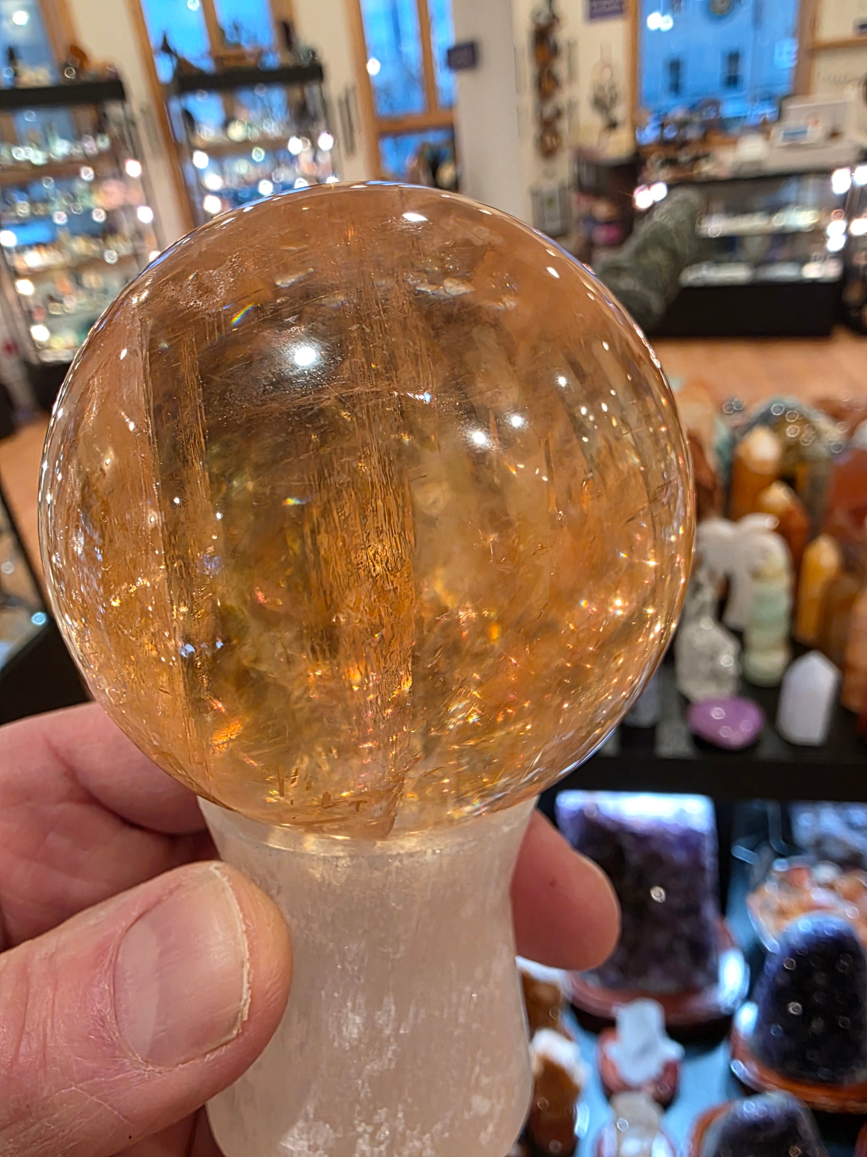 Honey Calcite Sphere