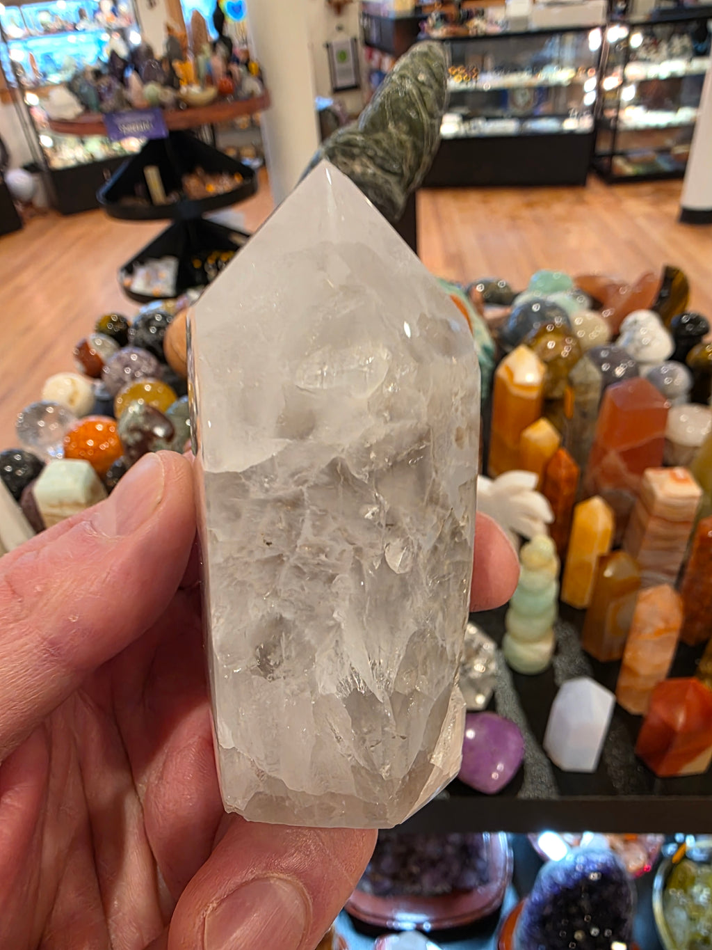 Agate in Quartz Druzy Tower