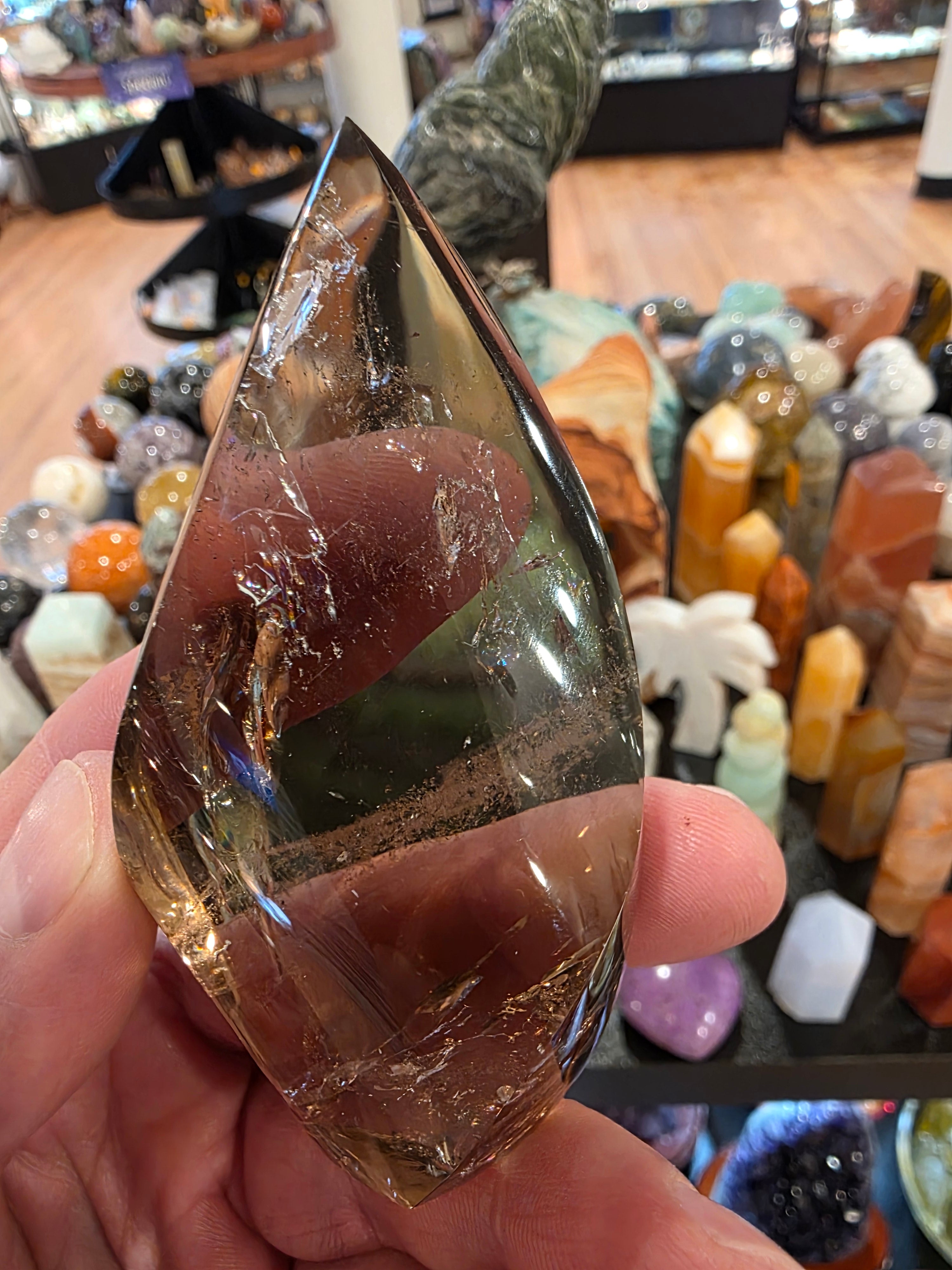 Smokey Quartz Flame with Rainbows