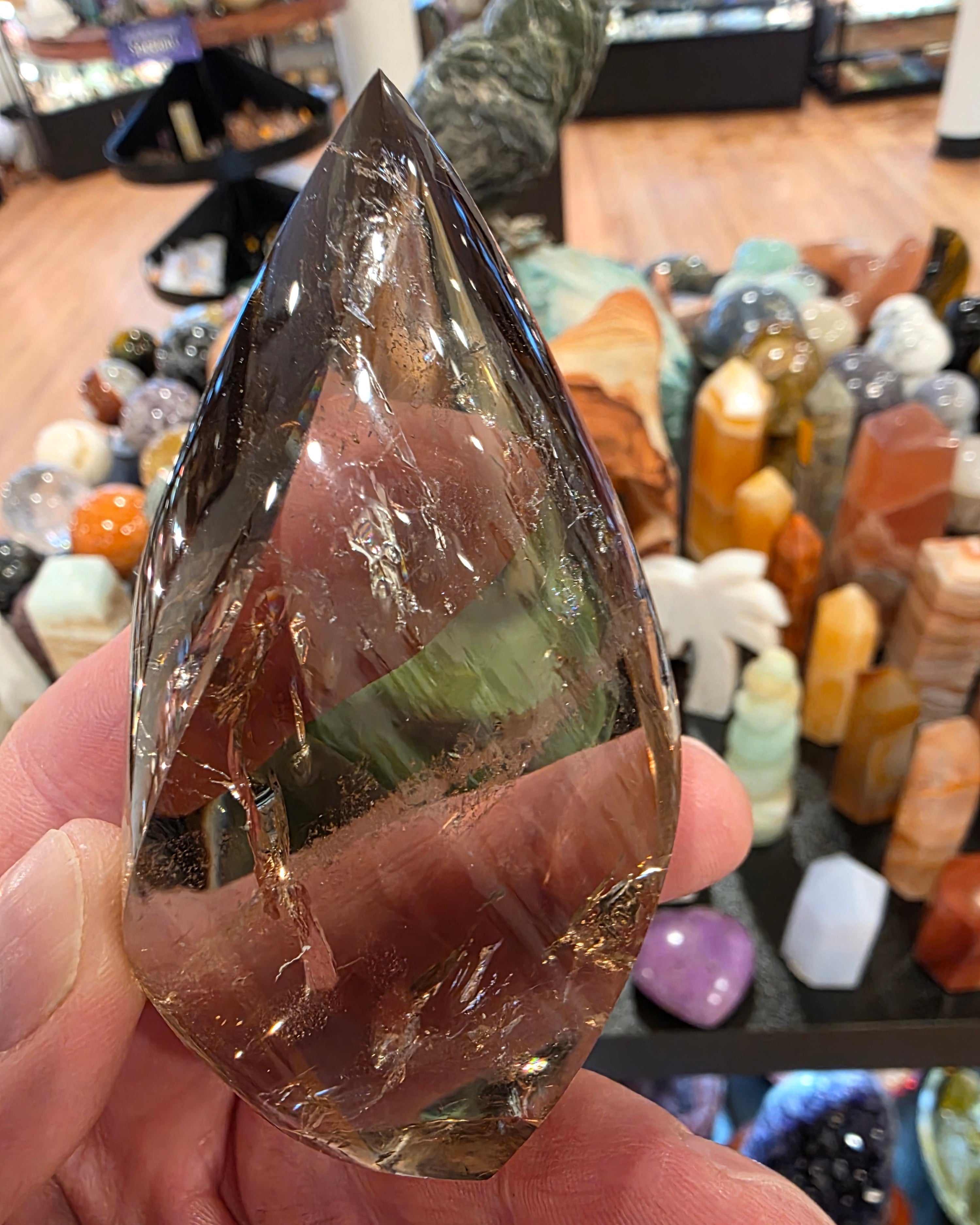 Smokey Quartz Flame with Rainbows