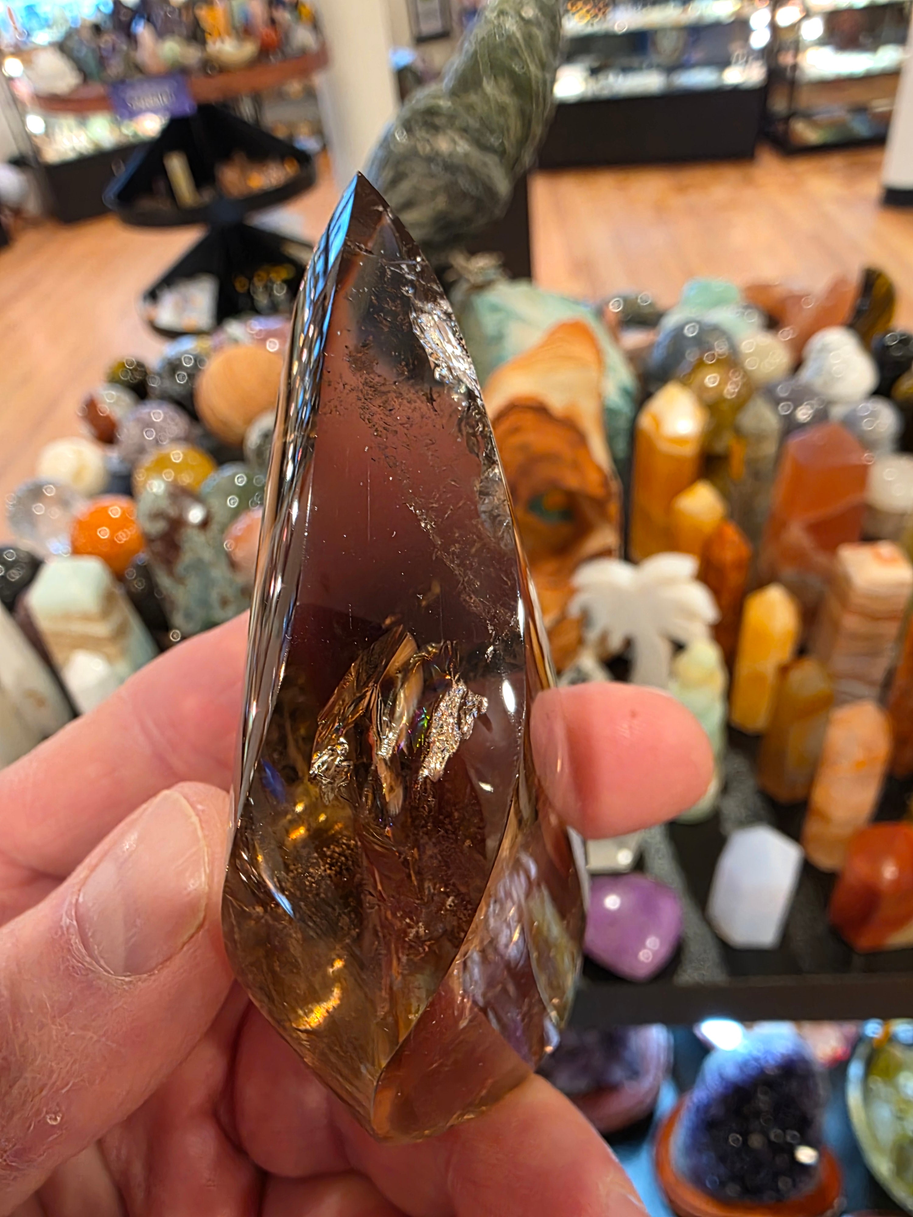 Smokey Quartz Flame with Rainbows