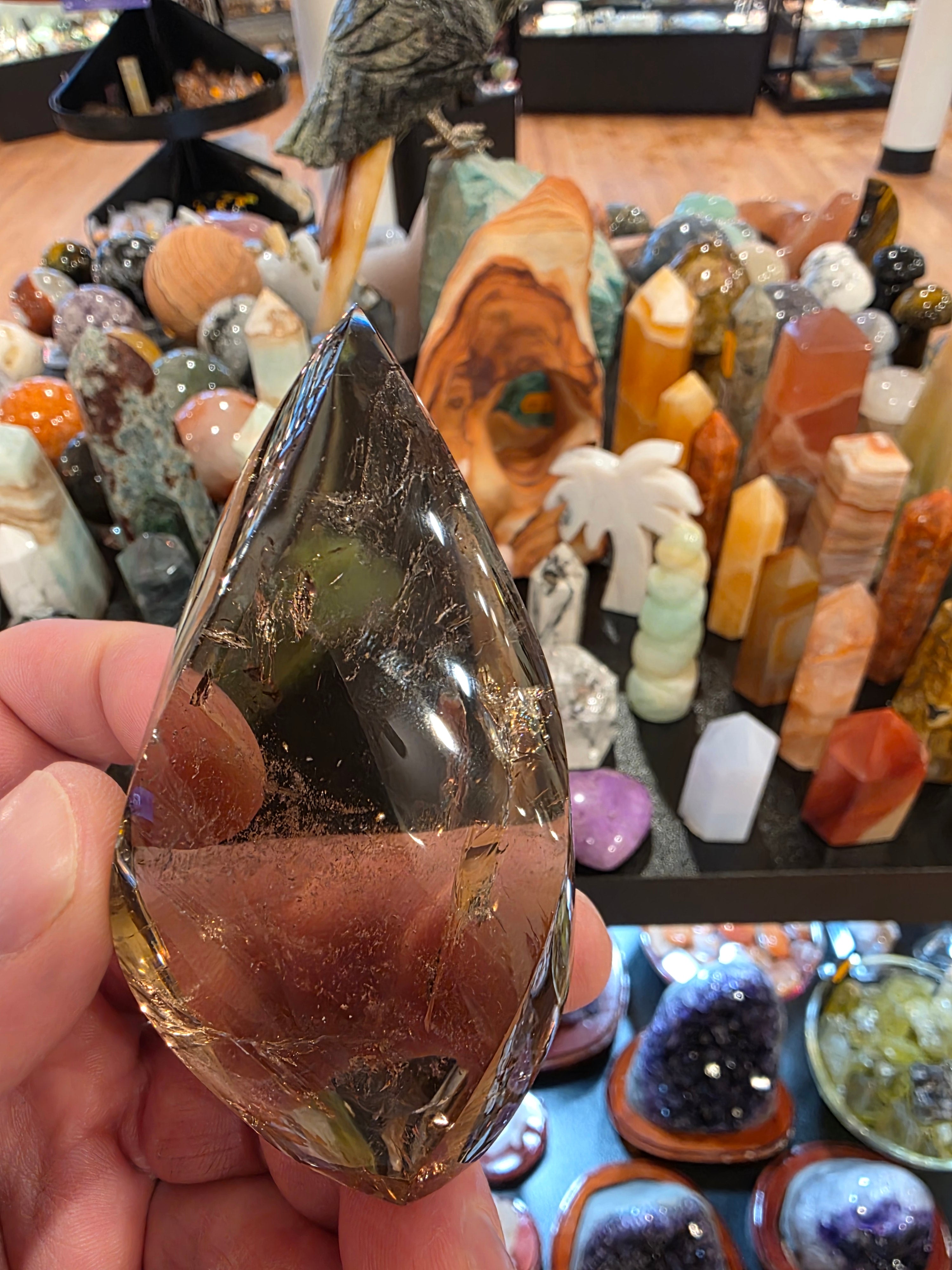 Smokey Quartz Flame with Rainbows