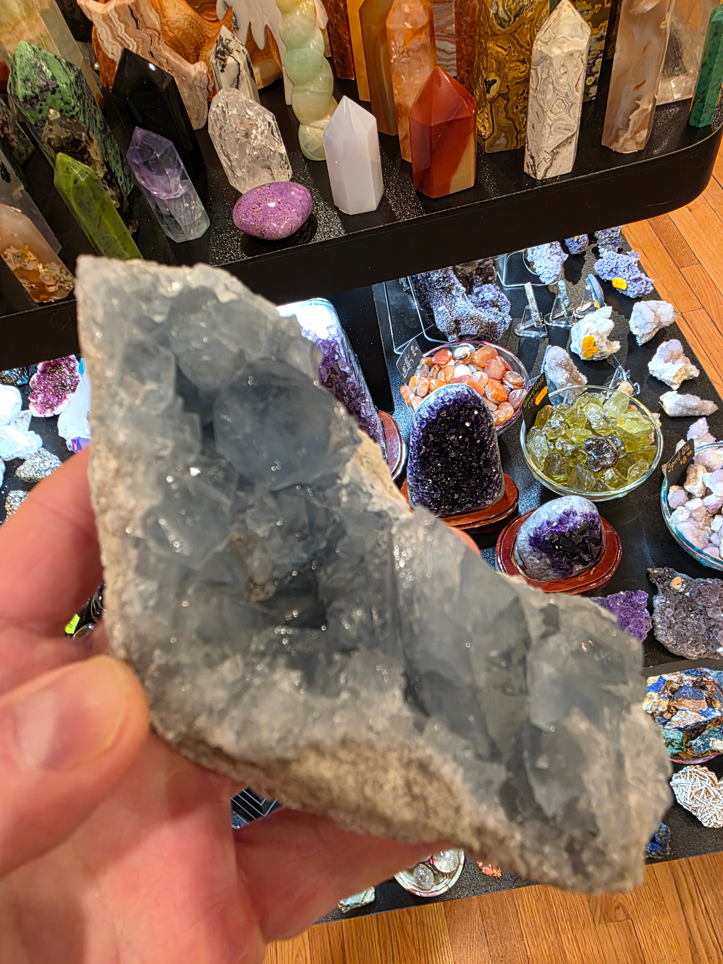 Blue Celestite Quartz Cluster
