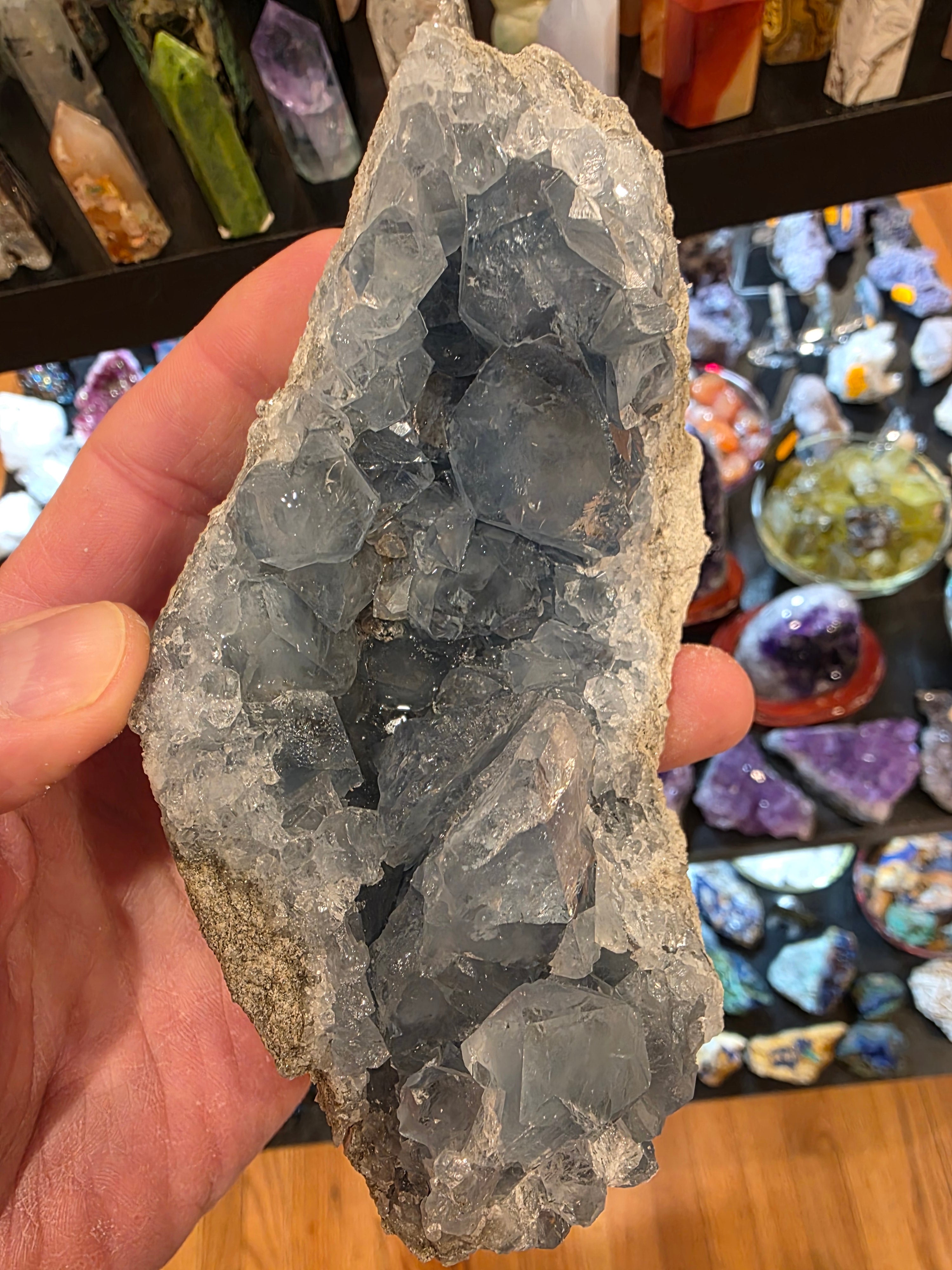 Blue Celestite Quartz Cluster