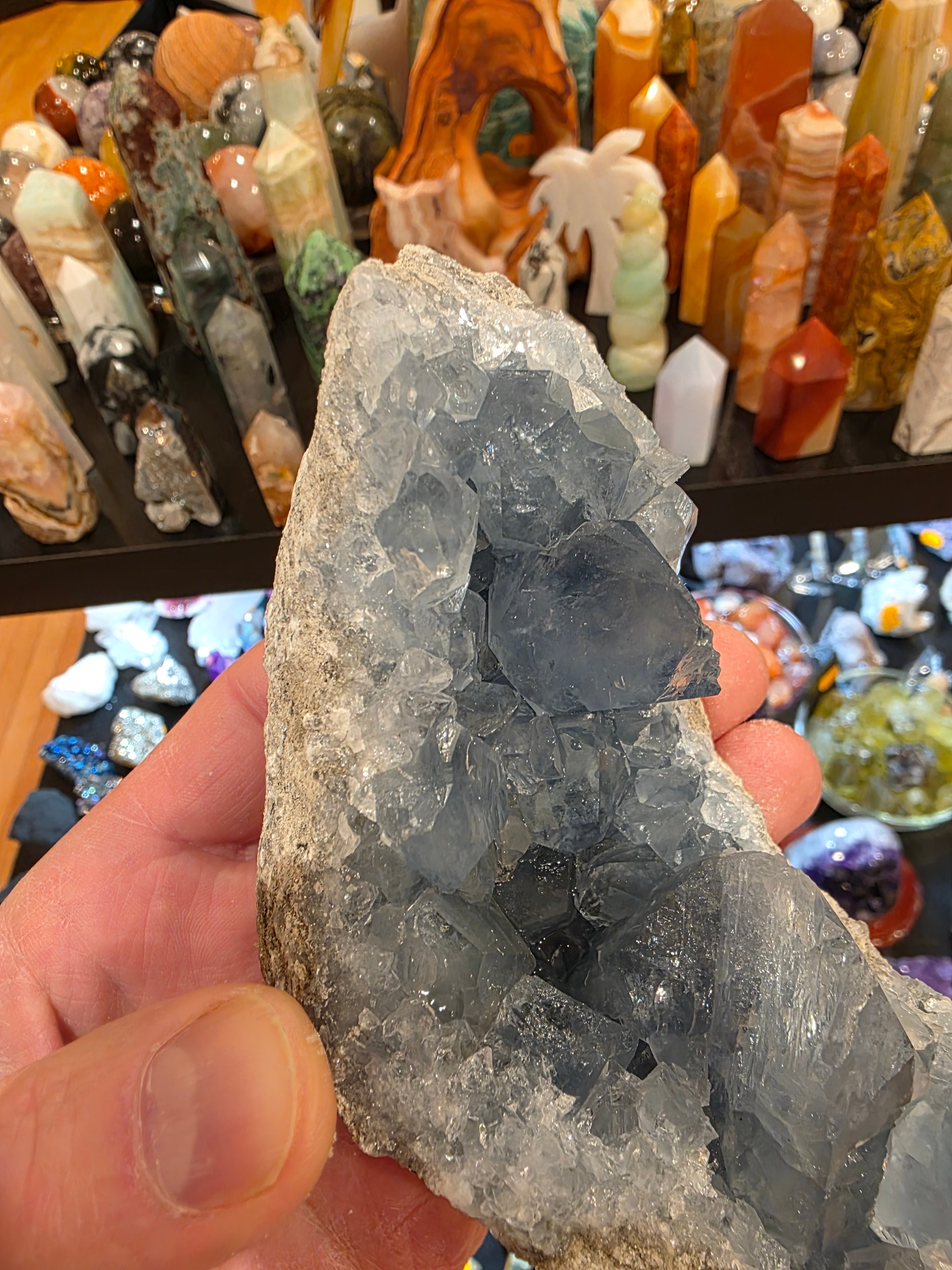 Blue Celestite Quartz Cluster