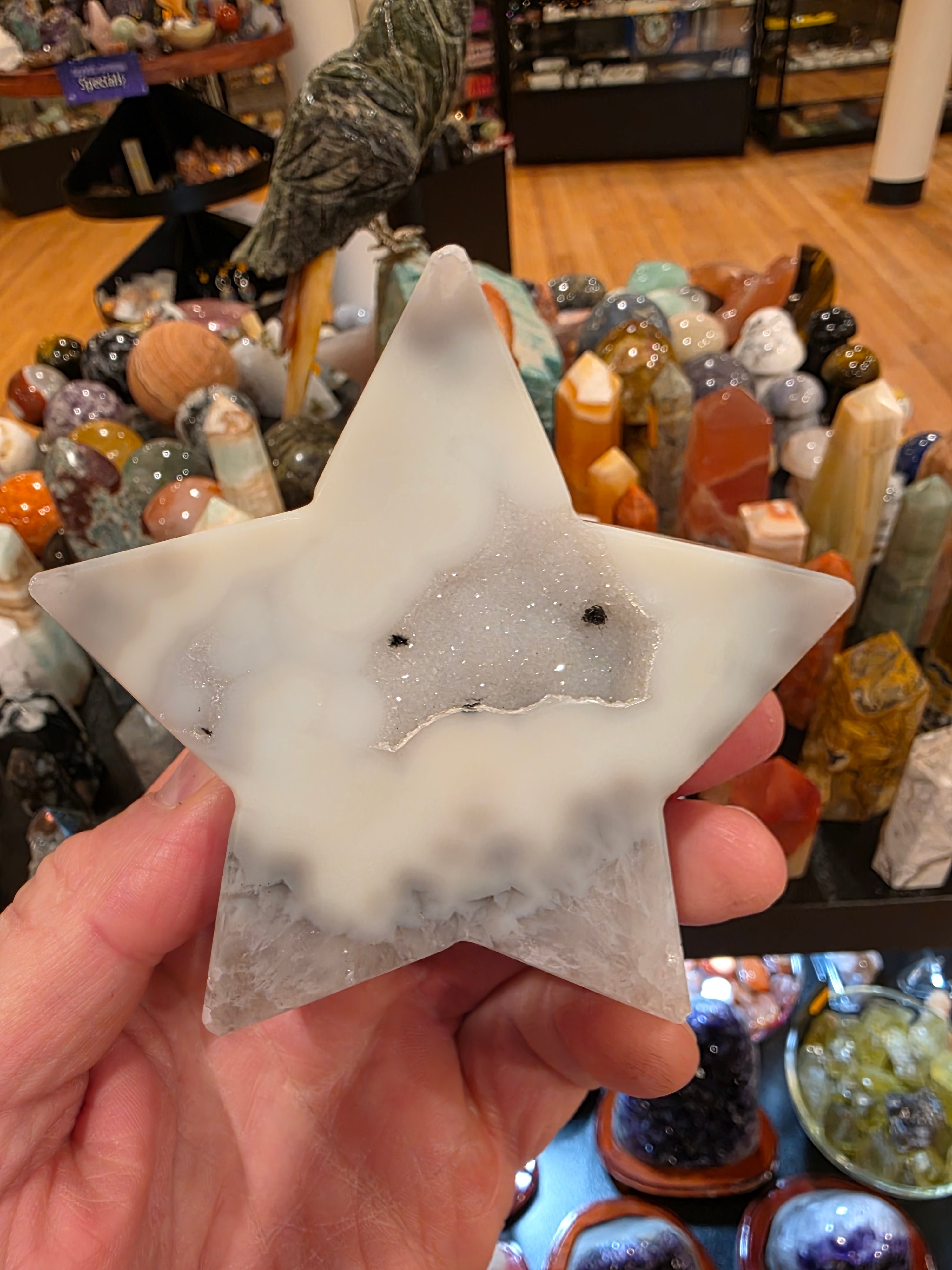 Agate in Quartz Druzy Star