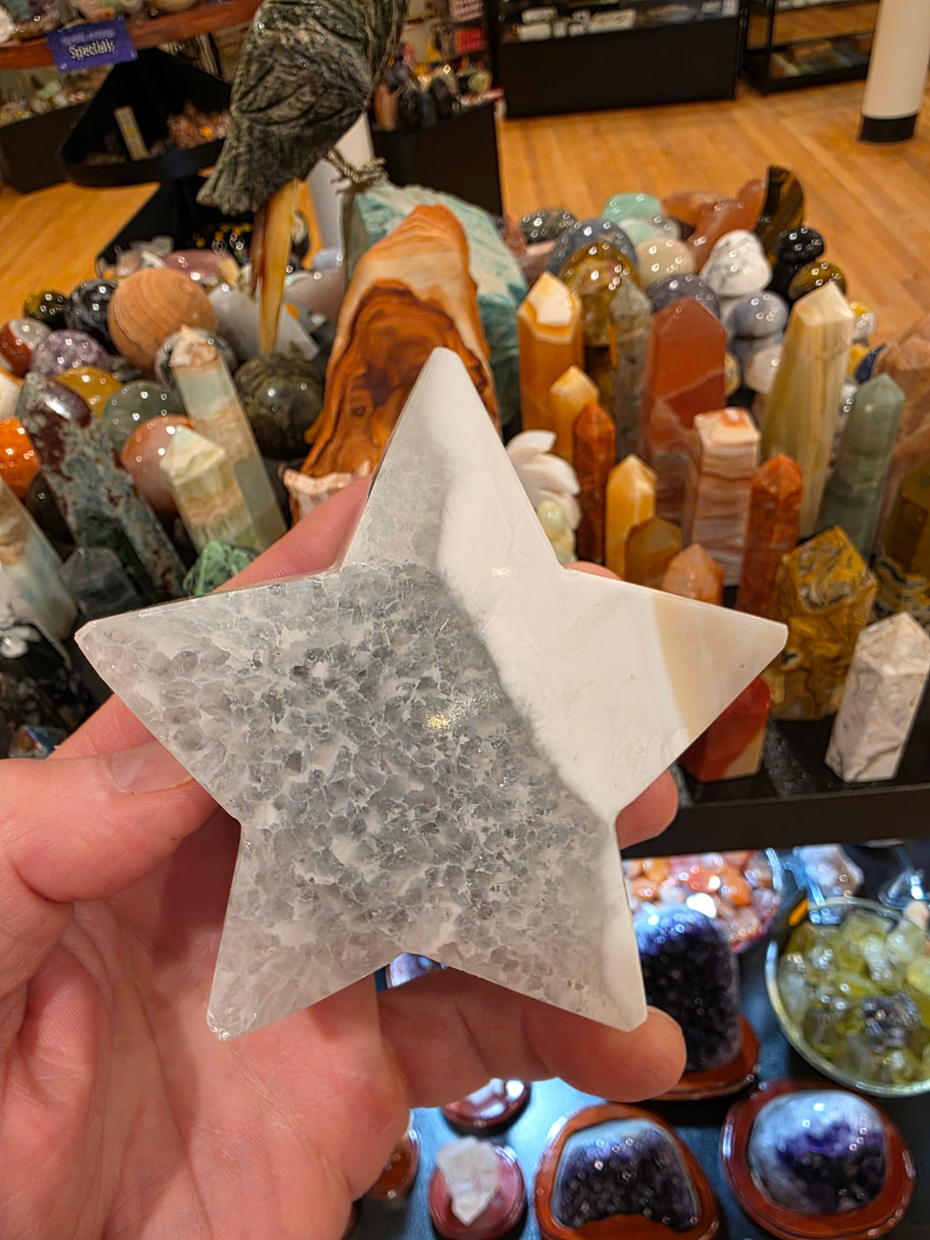 Agate in Quartz Druzy Star