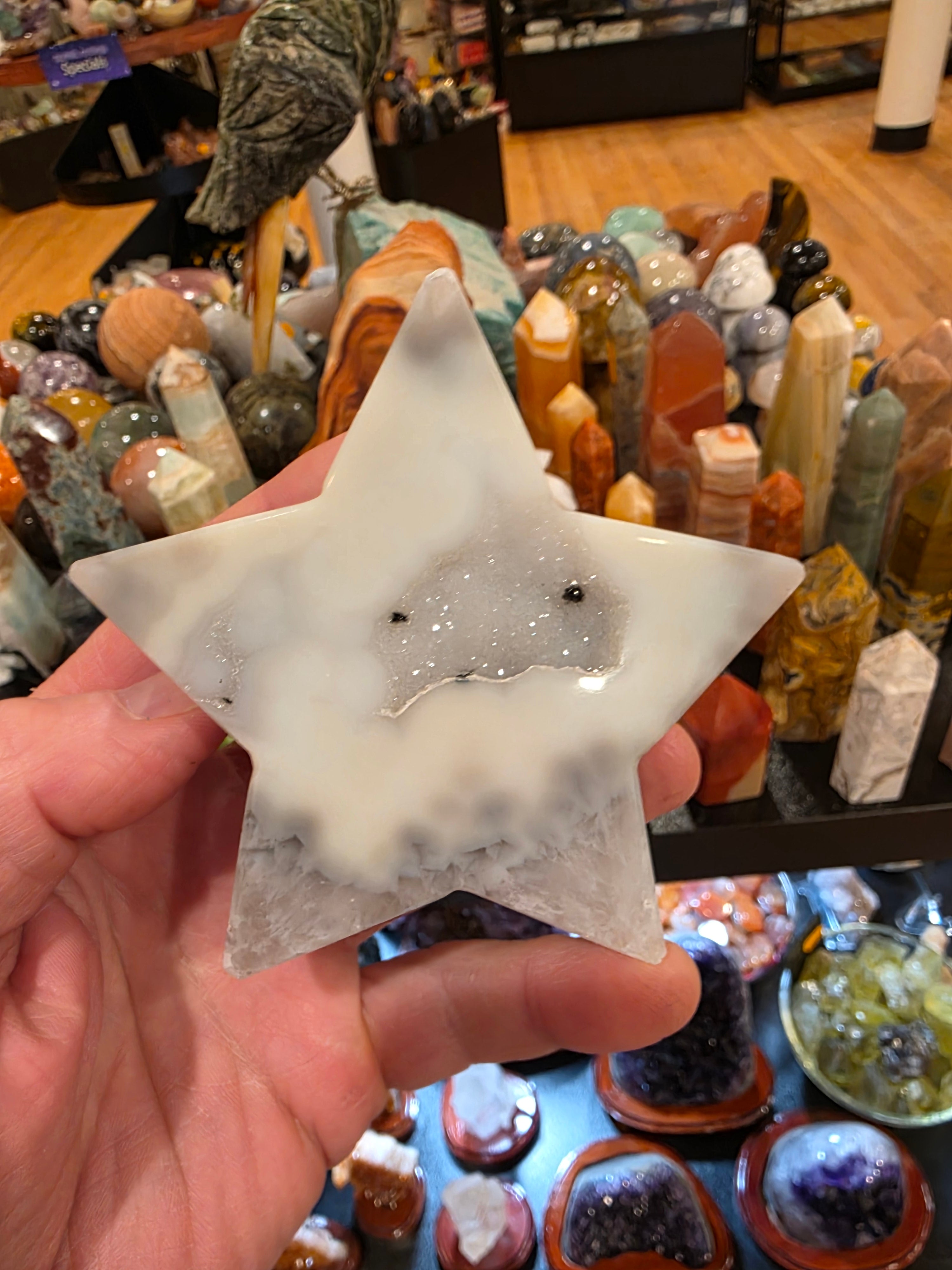 Agate in Quartz Druzy Star