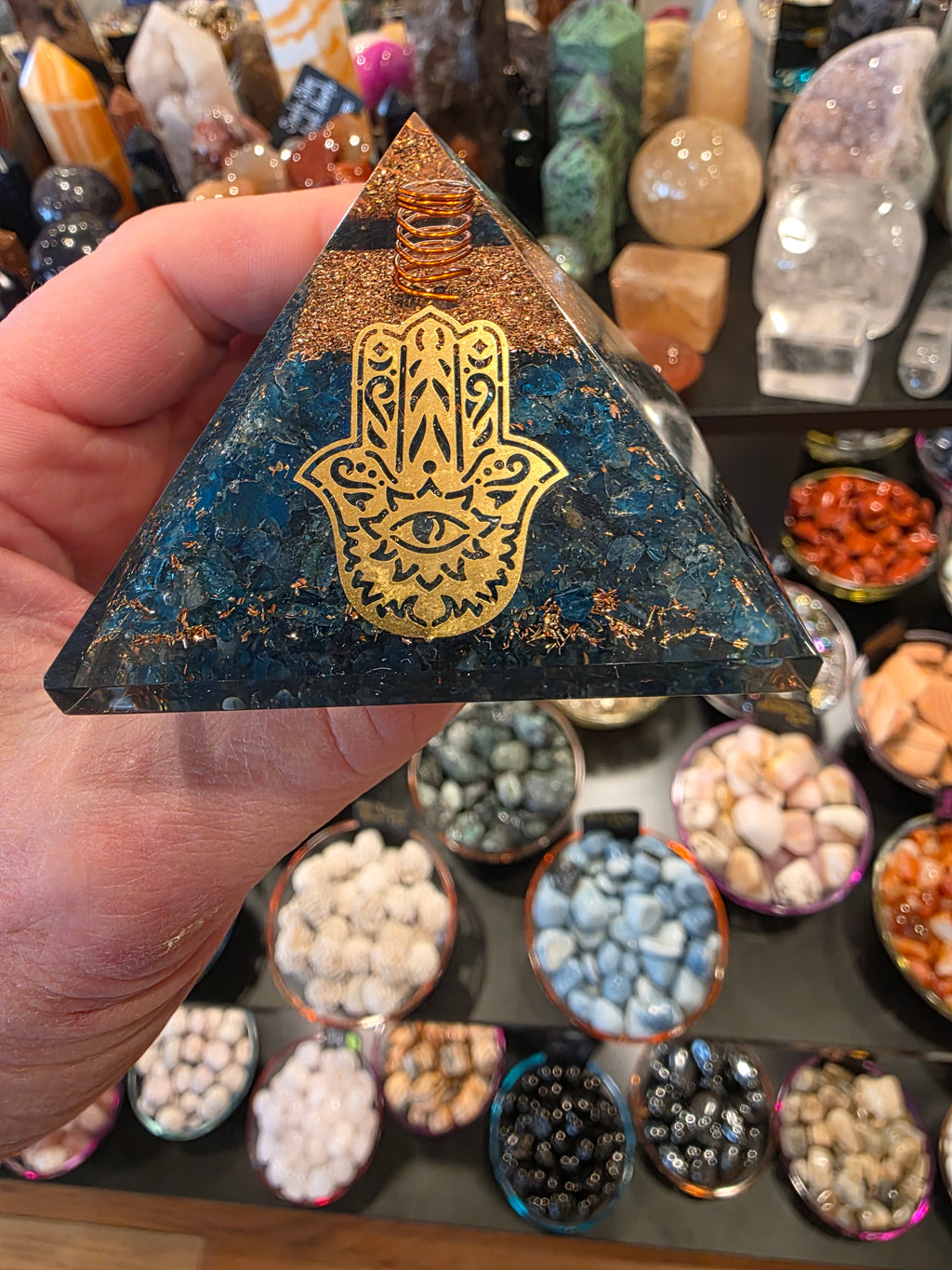 Blue Apatite Organite Pyramid