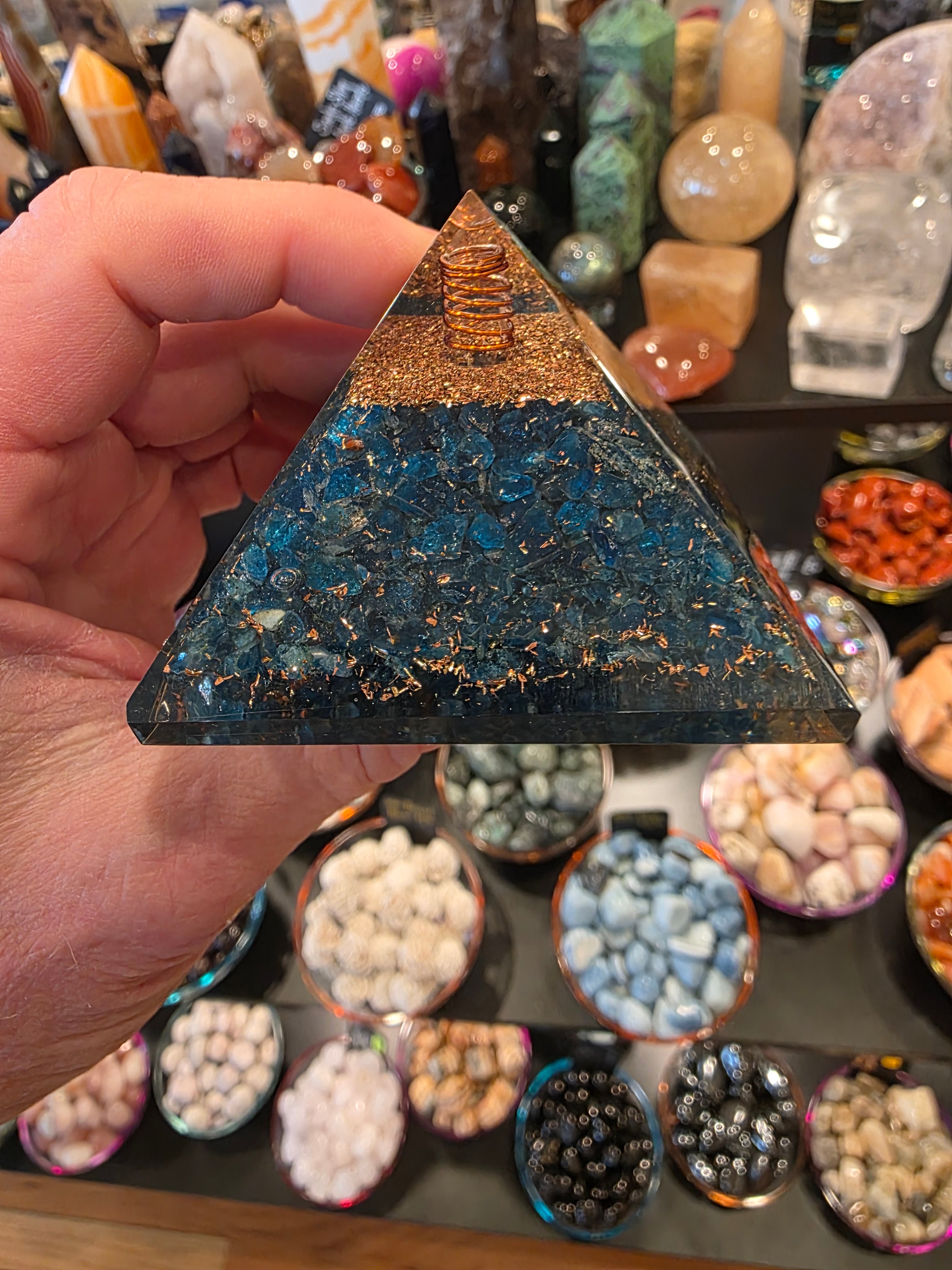Blue Apatite Organite Pyramid