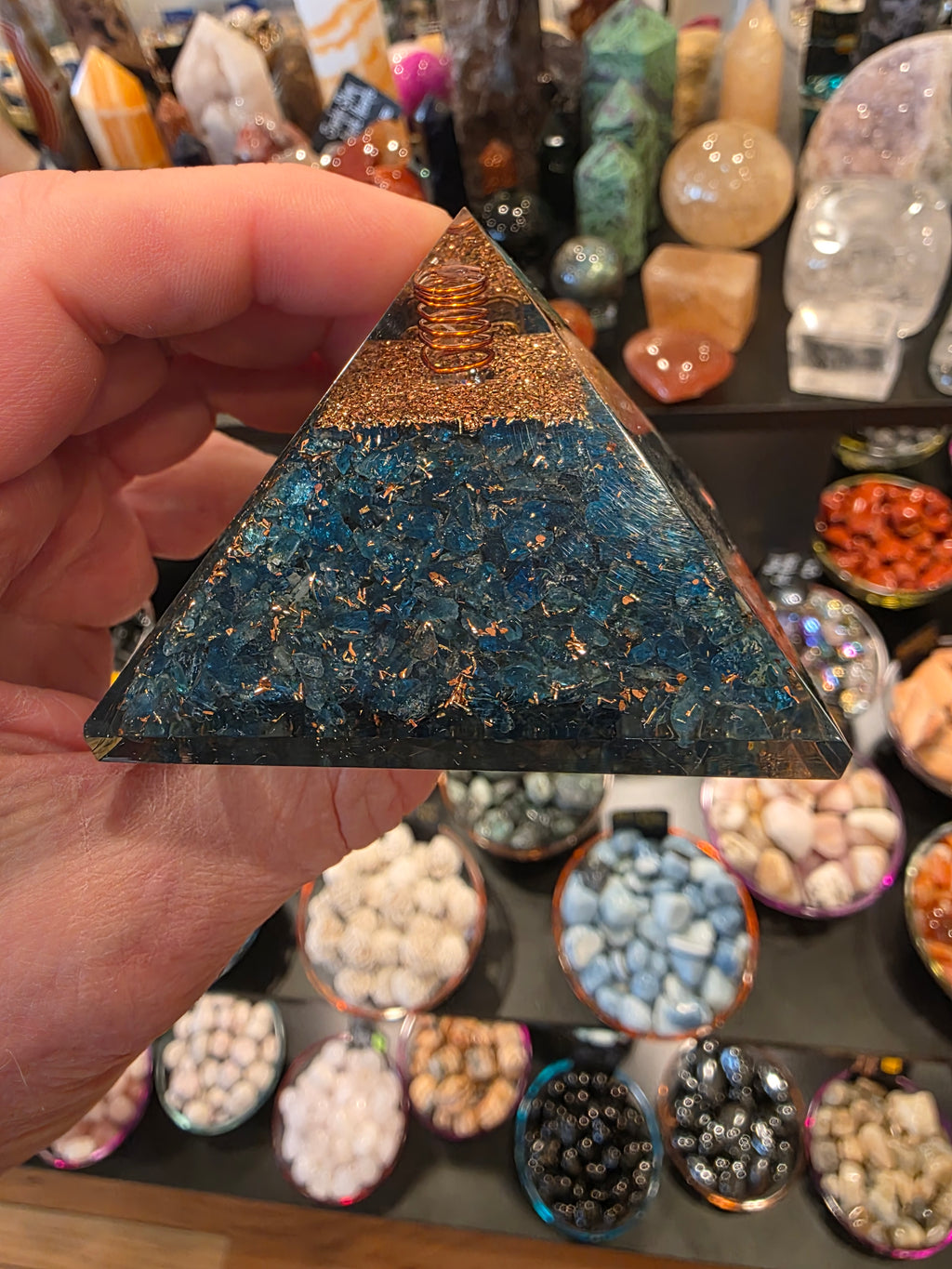 Blue Apatite Organite Pyramid