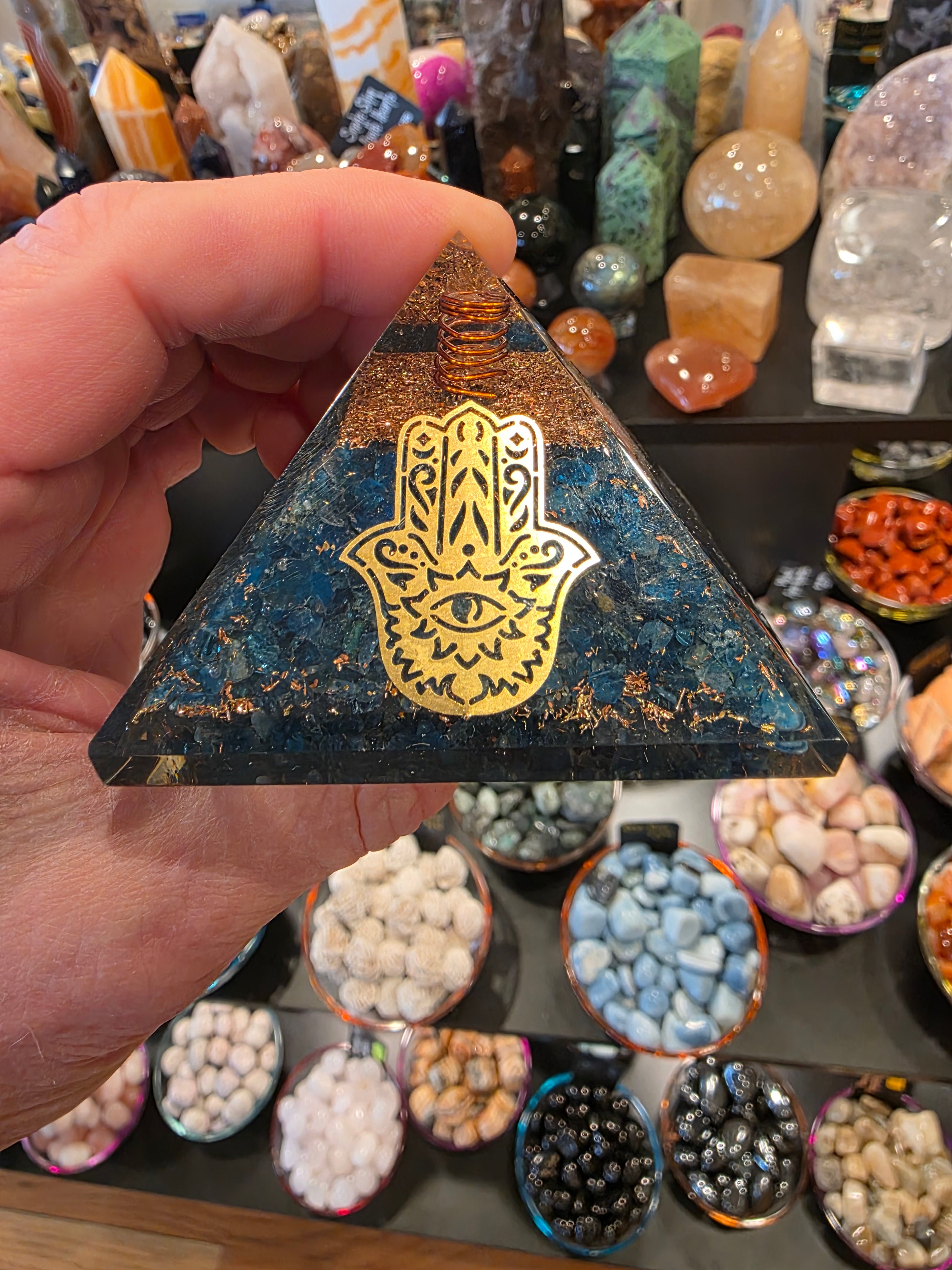 Blue Apatite Organite Pyramid