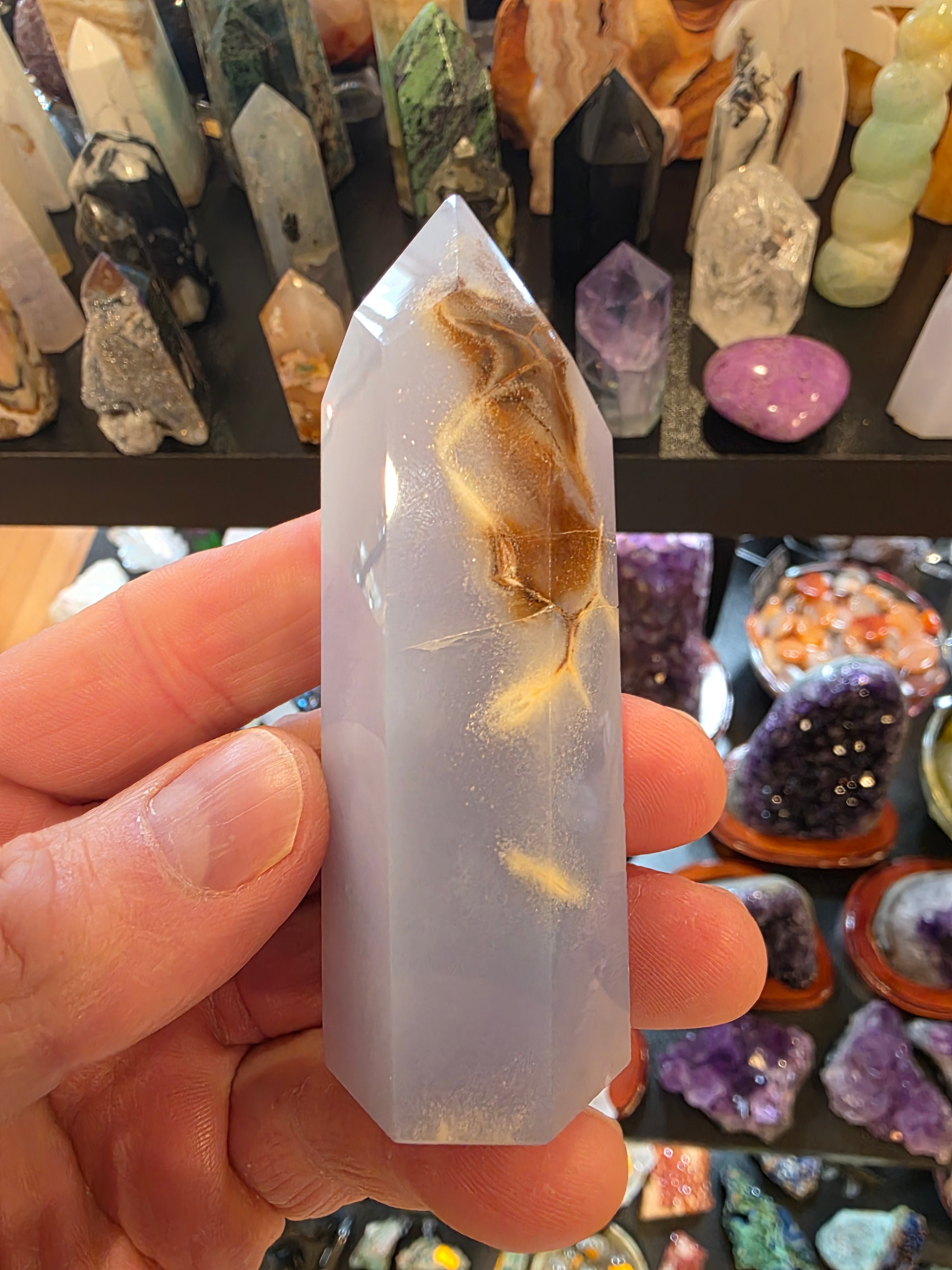 Blue Chalcedony Quartz Tower