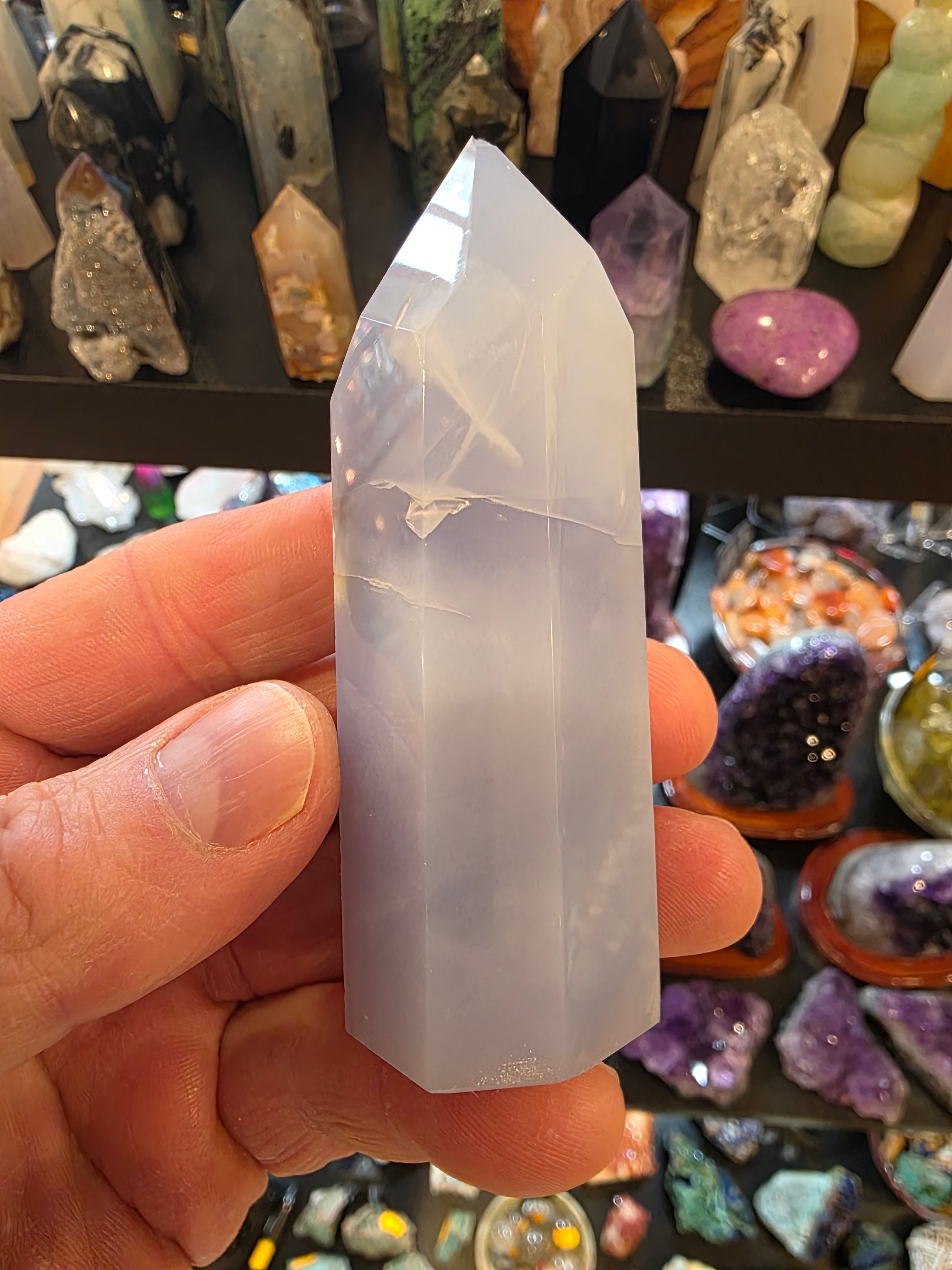 Blue Chalcedony Quartz Tower