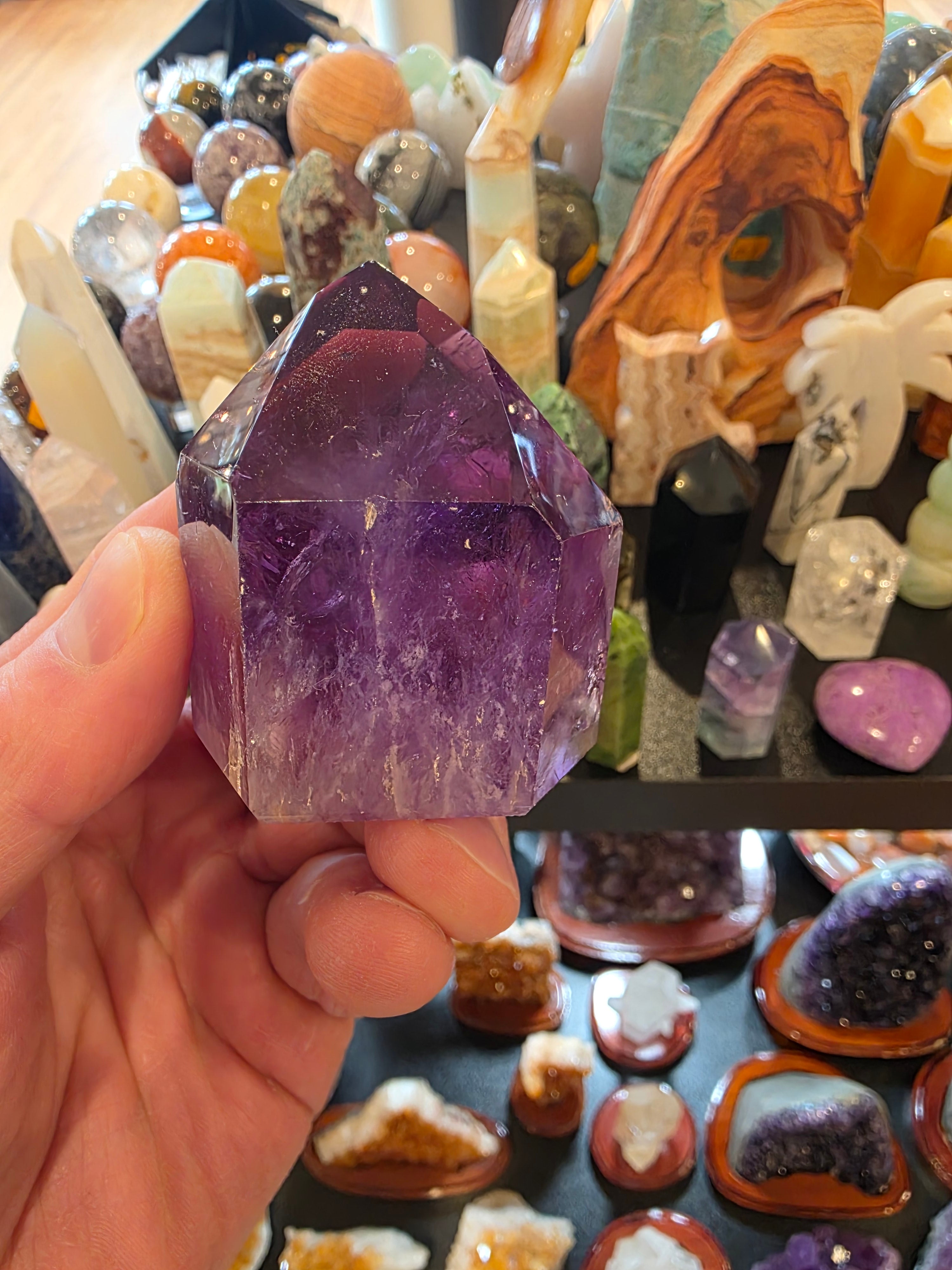 Gem Graded Amethyst Quartz Tower