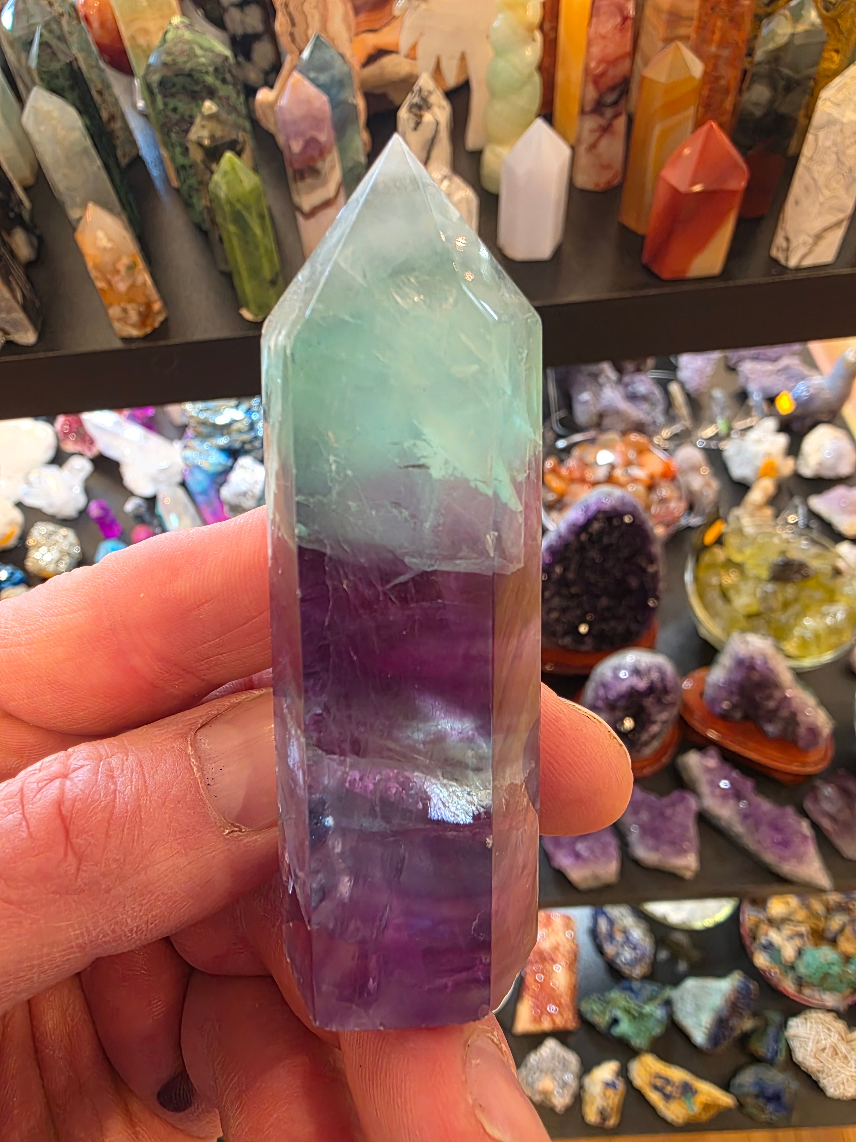 Rainbow Fluorite Quartz Tower