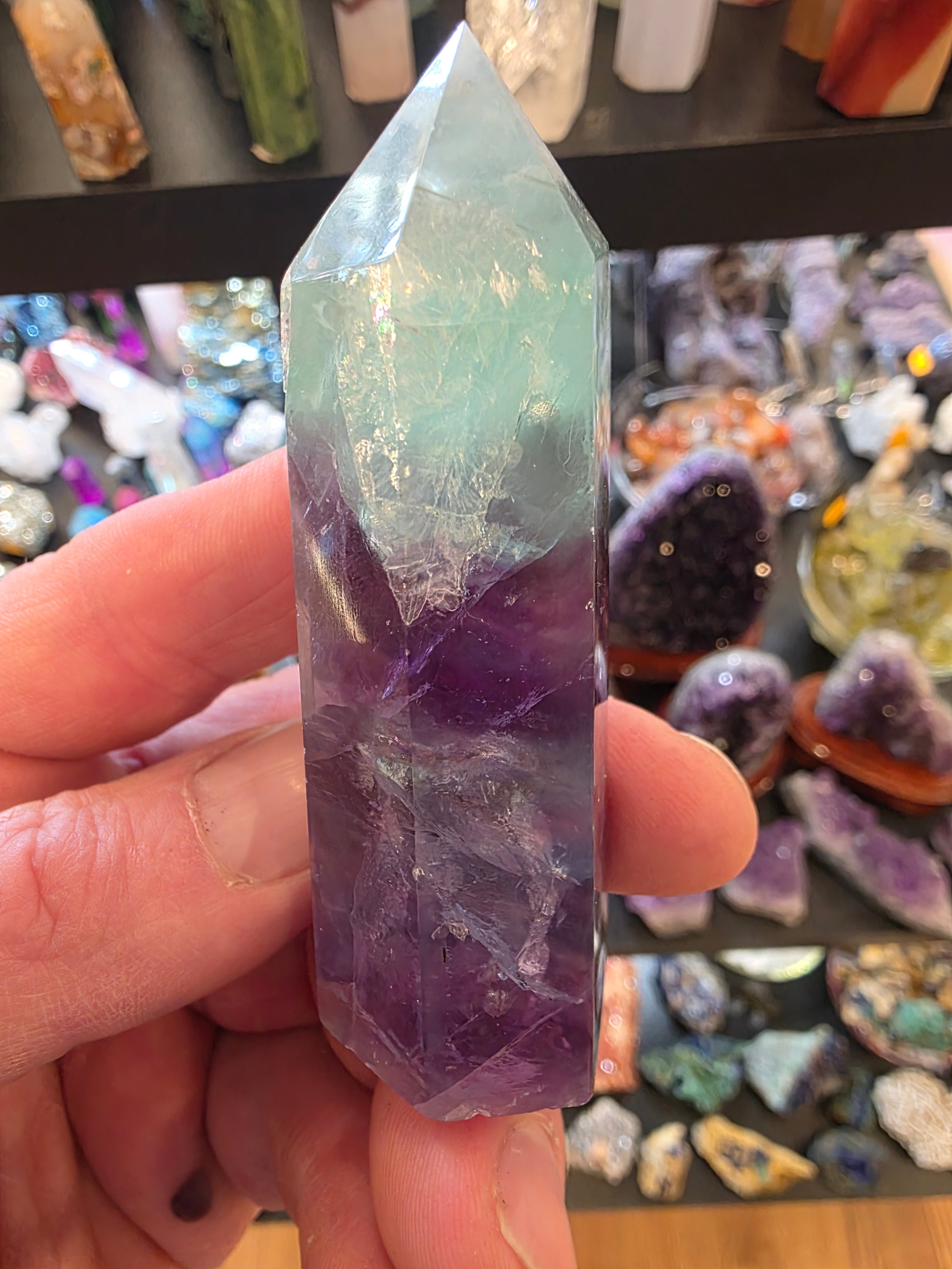 Rainbow Fluorite Quartz Tower