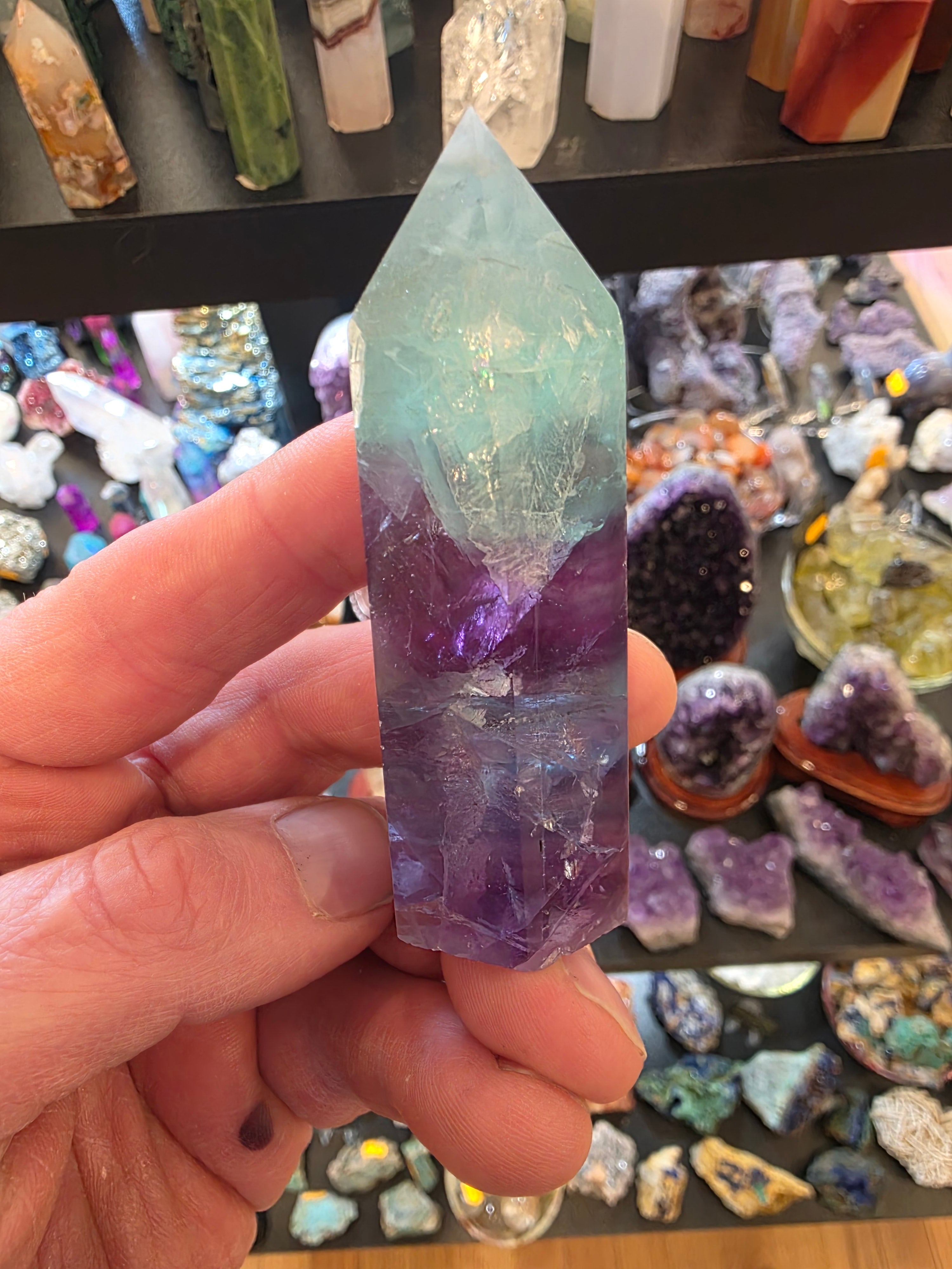 Rainbow Fluorite Quartz Tower
