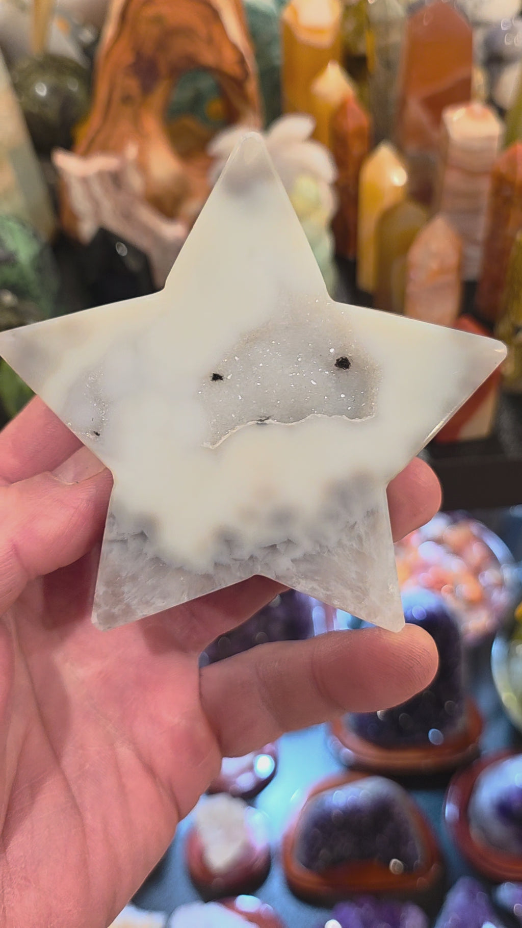 Agate in Quartz Druzy Star