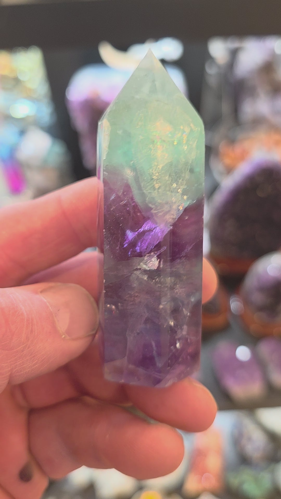 Rainbow Fluorite Quartz Tower
