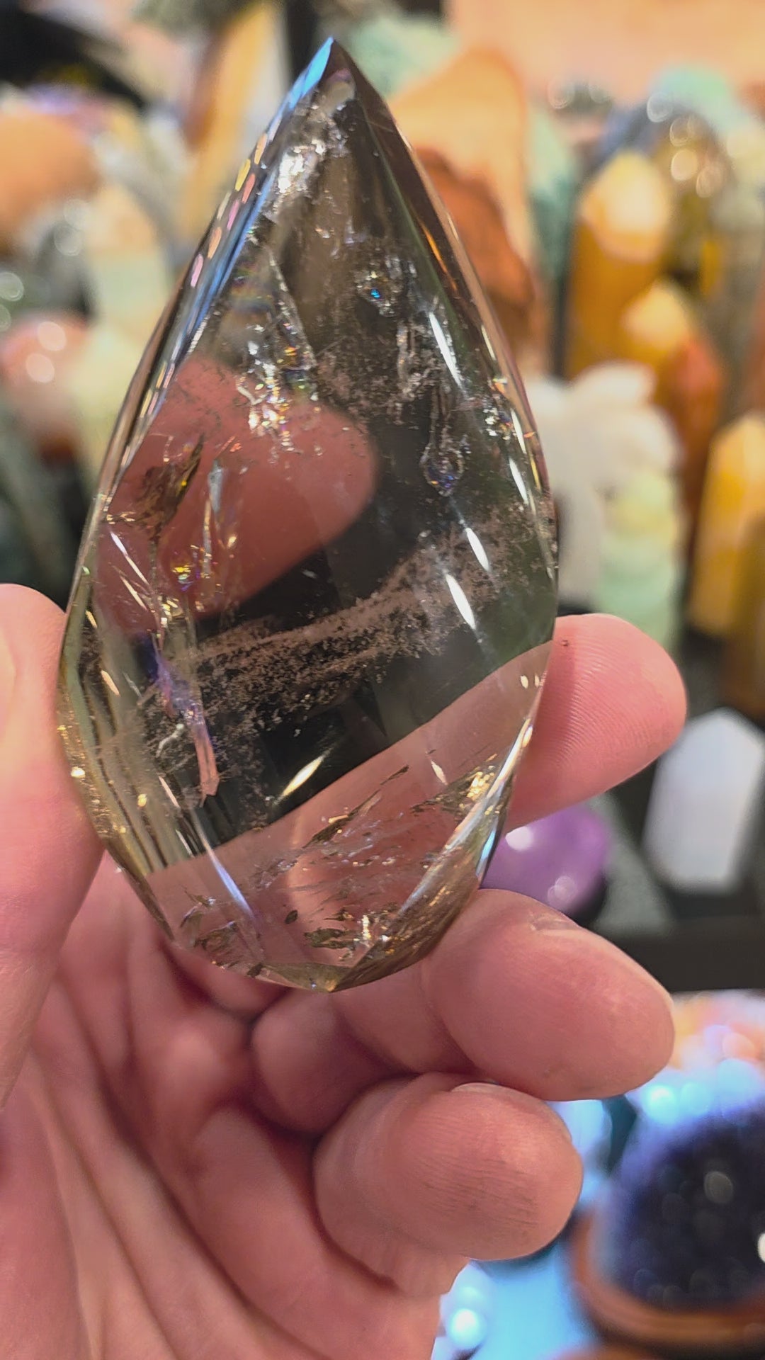 Smokey Quartz Flame with Rainbows