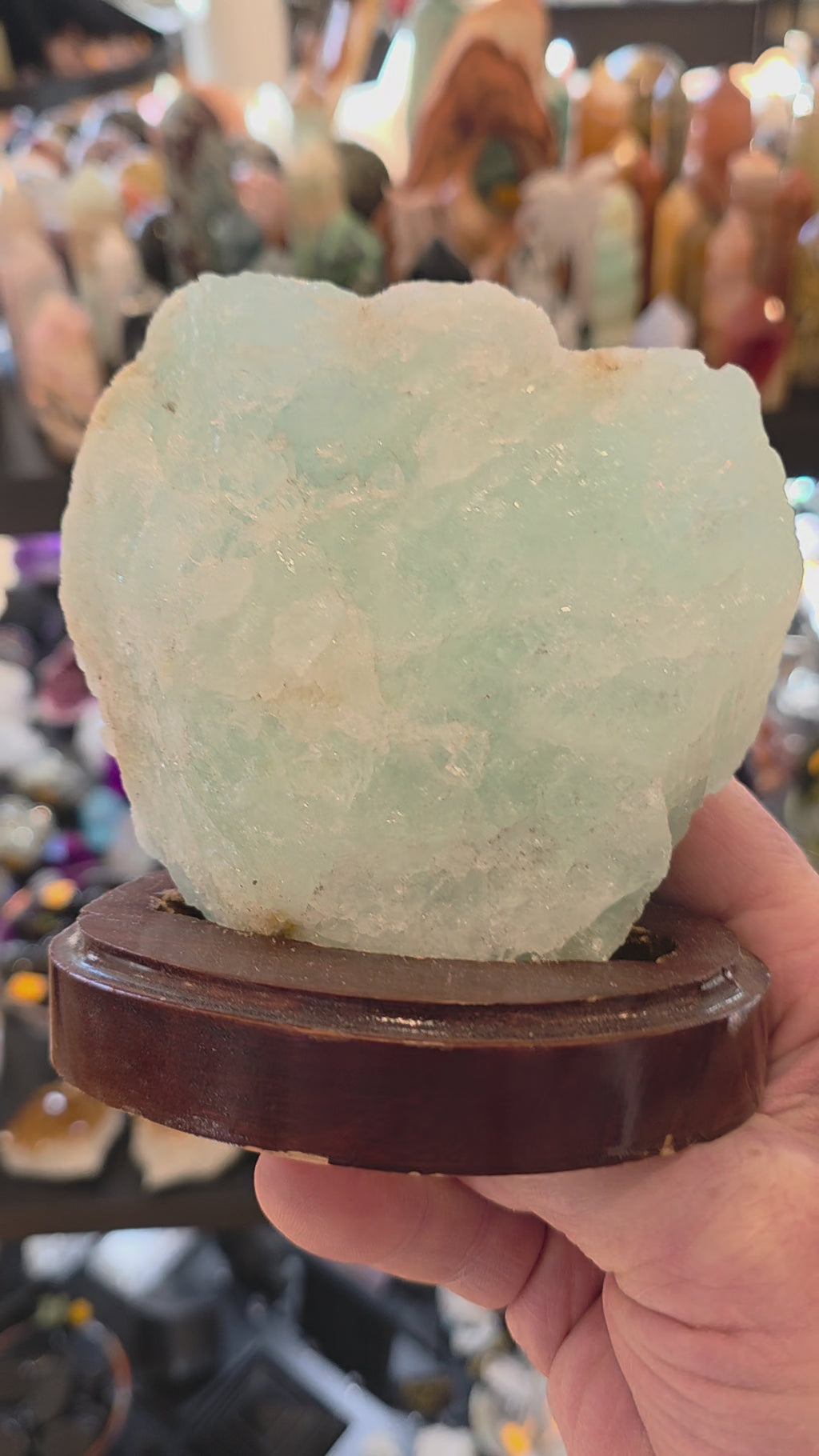 Aquamarine in Display Stand