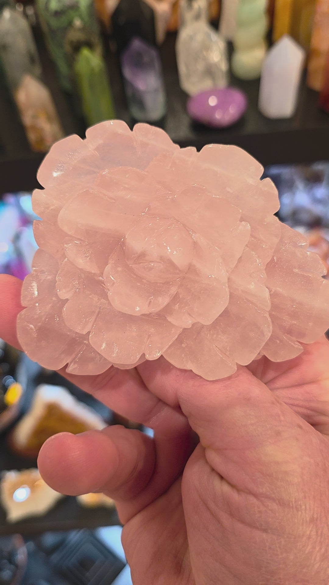Rose Quartz Carved Flower Blossom