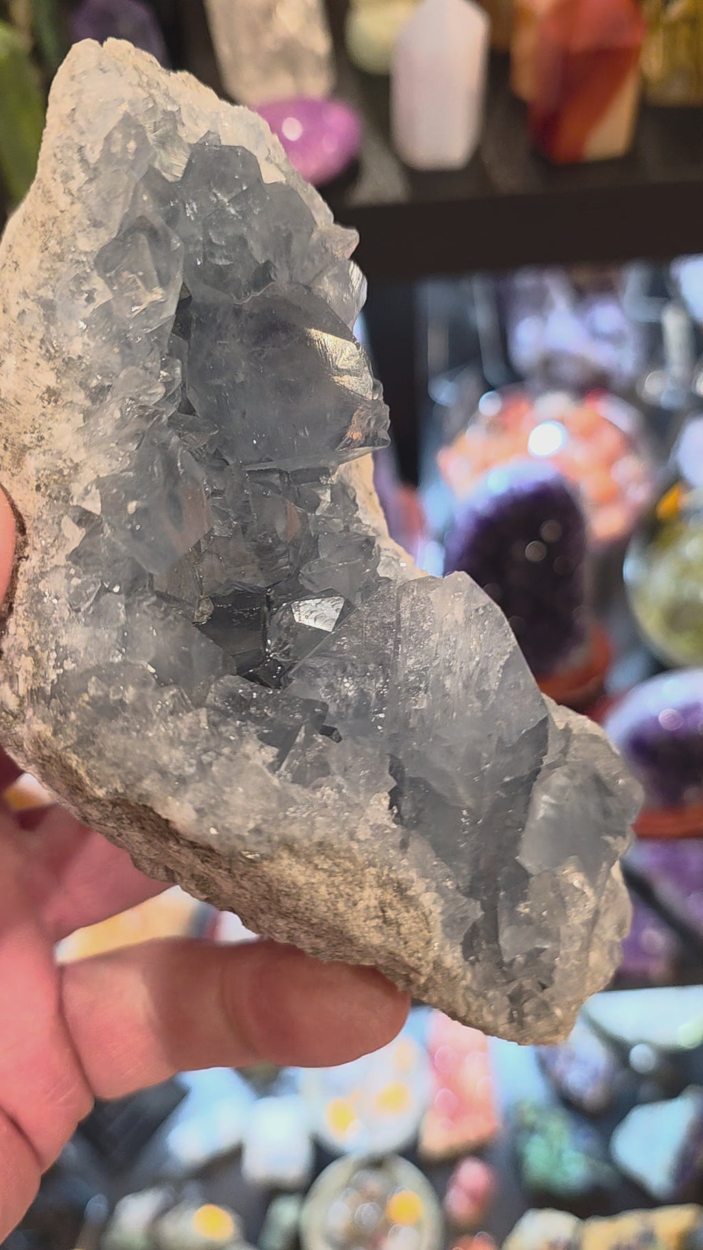 Blue Celestite Quartz Cluster