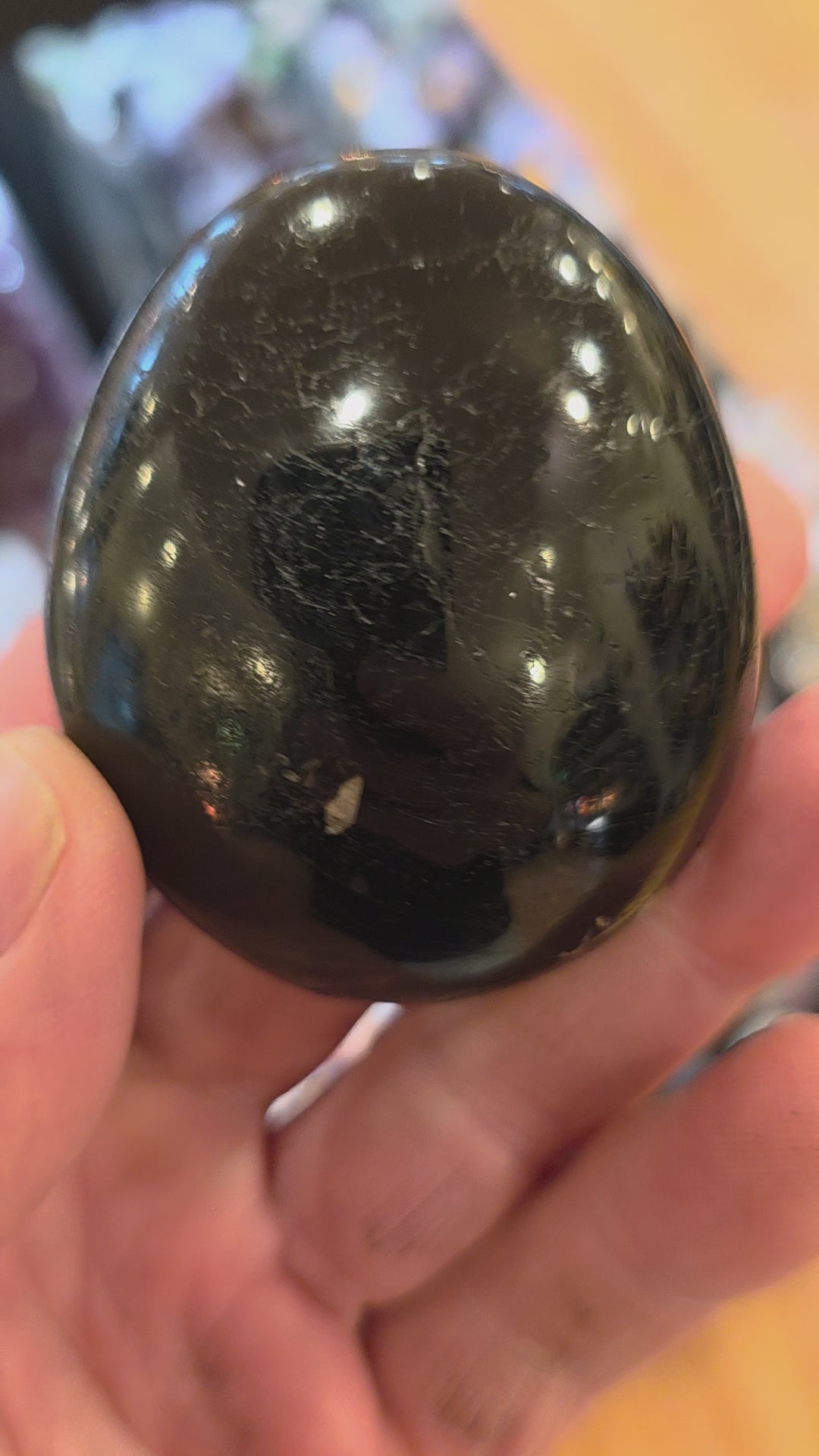 Black Tourmaline with Mica Palm Stone
